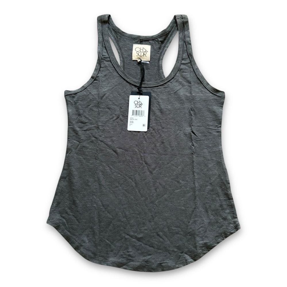 Chaser Linen Jersey Seamed Shirttail Racerback Tank Top Safari NWT Size Small